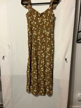 Workshop Republic Clothing Olive Brown Floral Maxi Dress